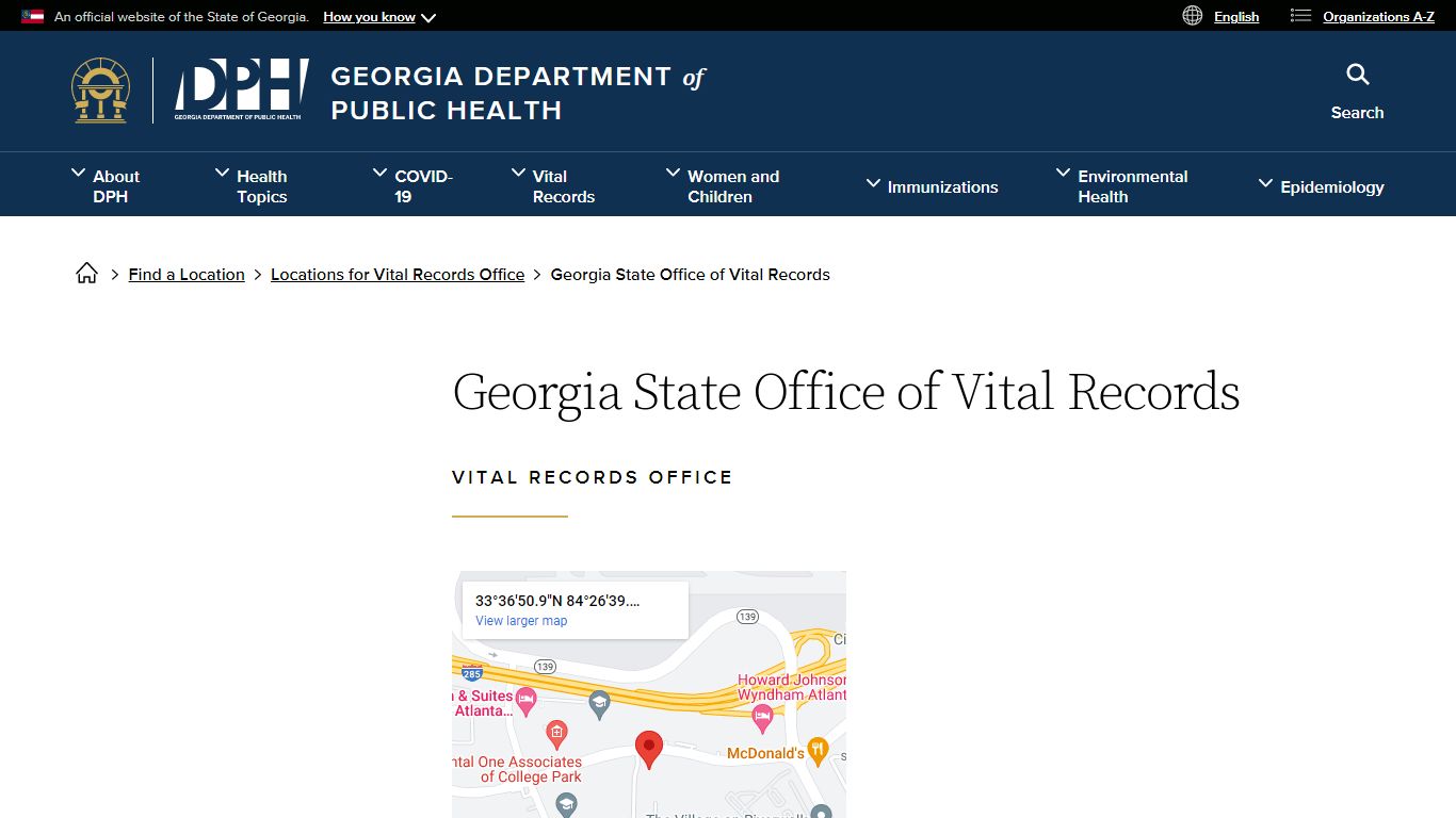 Georgia State Office of Vital Records - Georgia Department of Public Health